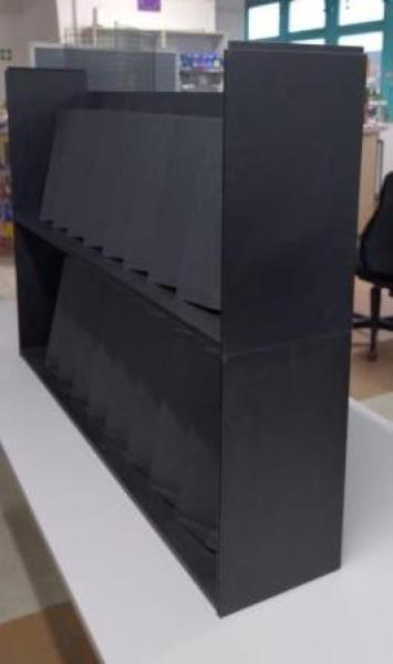 2tlg Prospektständer  2x 9 A4 Fächer, 2x (112 x 39 x 22 cm), schwarz stapelbar